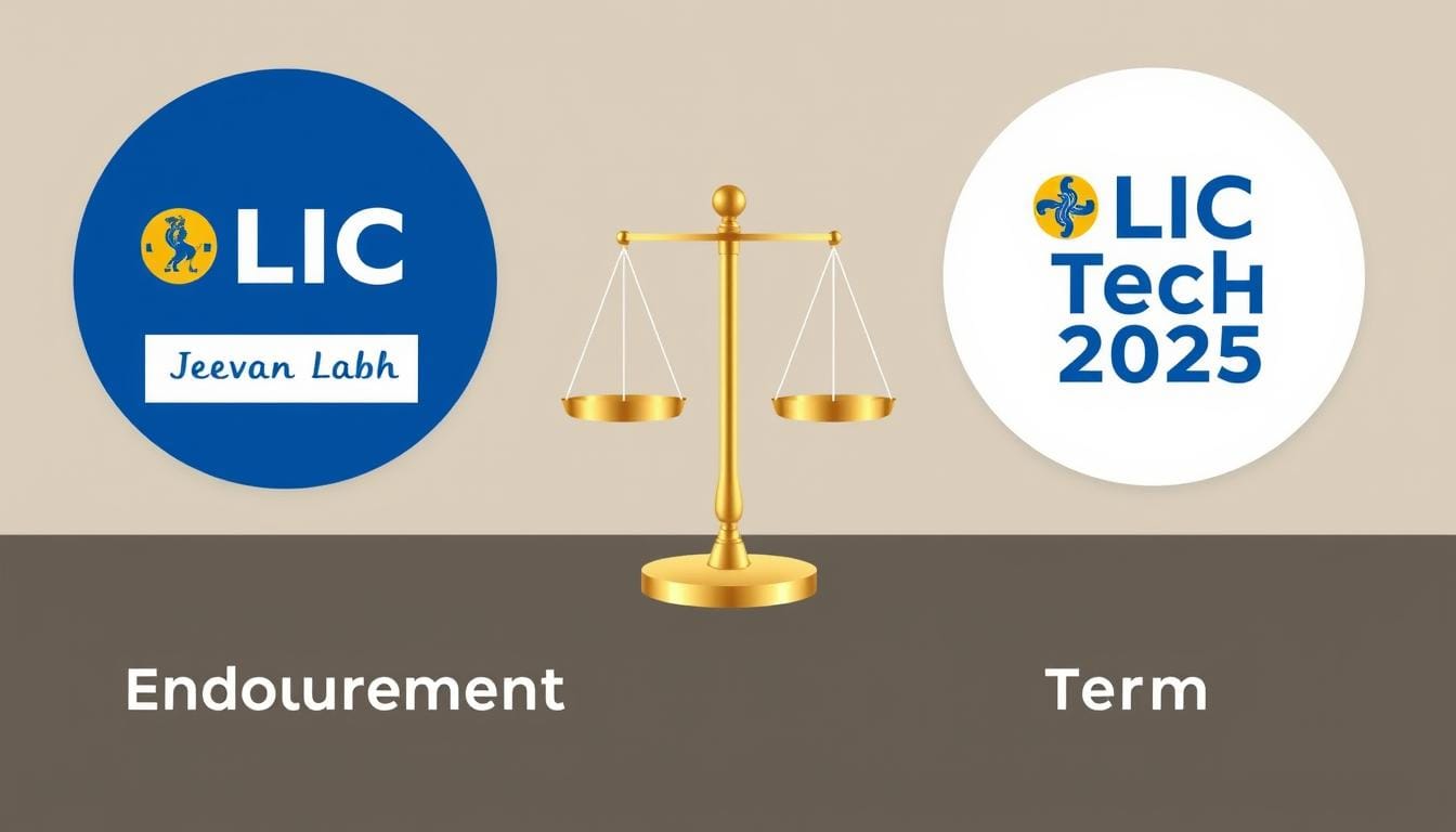 LIC Jeevan Labh vs LIC Tech Term 2025 comparison showing the key differences between endowment and term plans