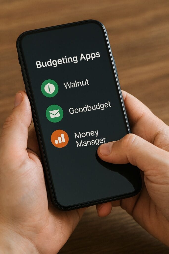 Personal Finance for Beginners: Easy Budgeting, Saving & UPI Tips 4 Person using free budgeting app on phone