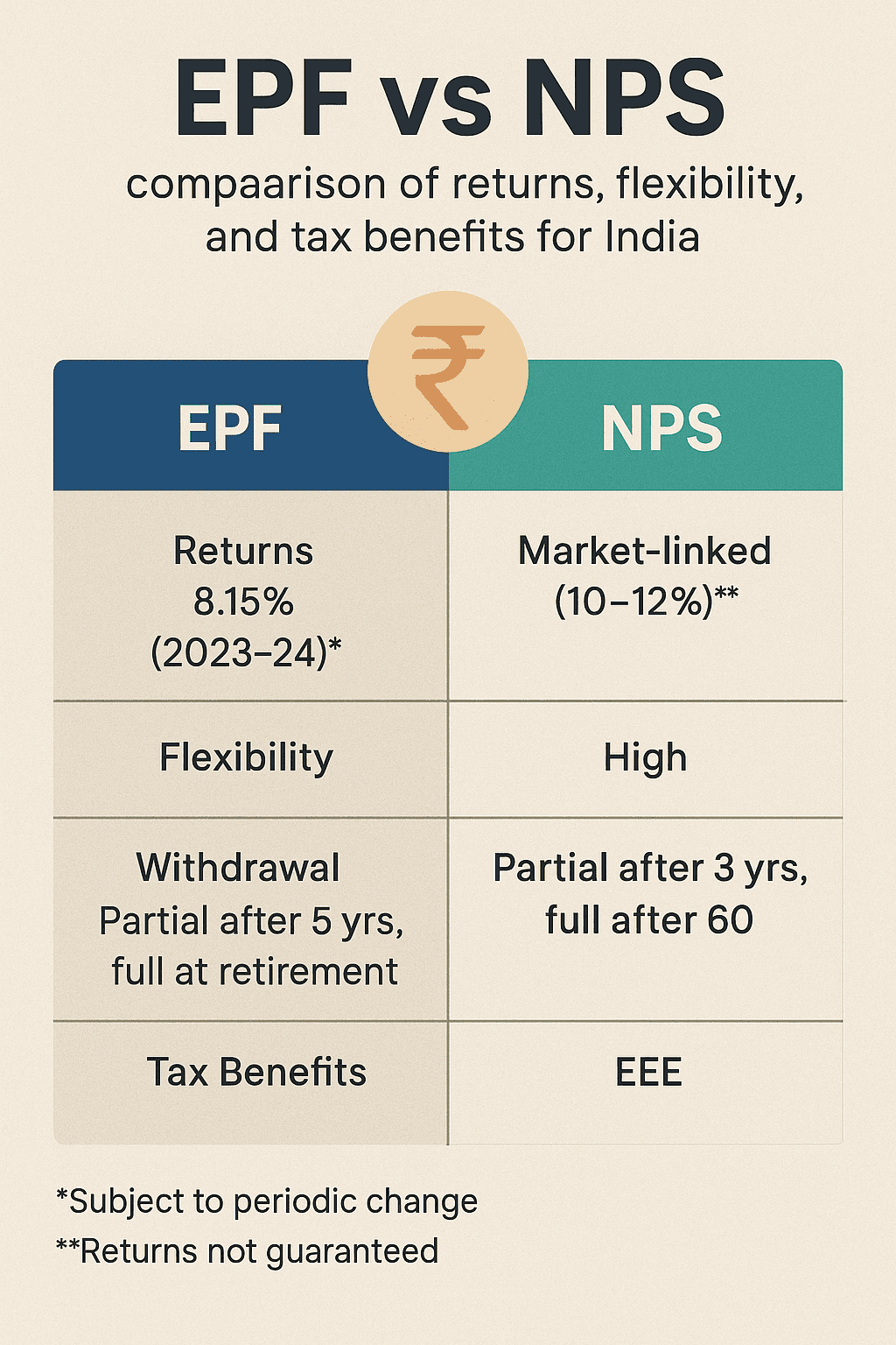 “EPF vs NPS – comparison of returns, flexibility, and tax benefits for India”