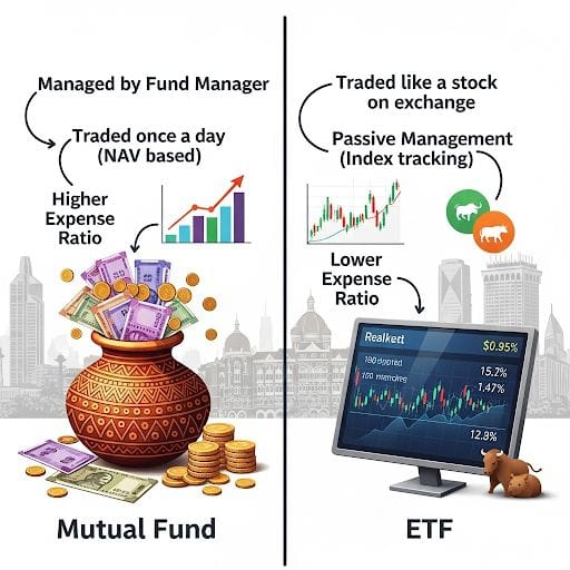 Mutual Funds vs ETFs in India comparison