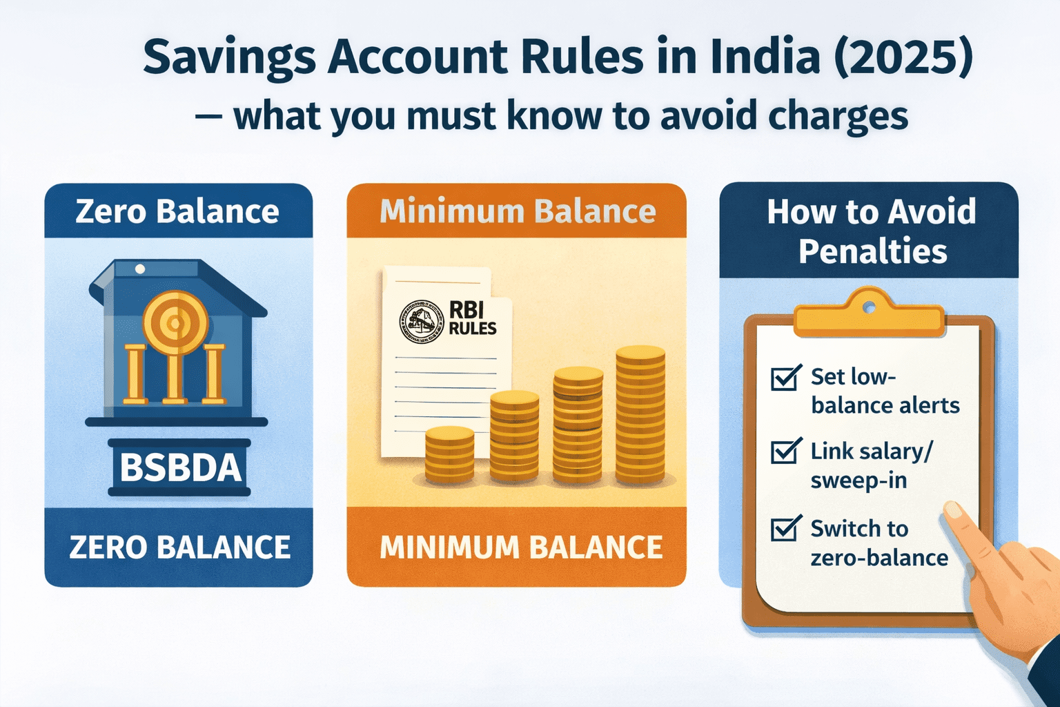 Home 10 Savings Account Rules in India 2025 — Minimum Balance, Charges & Penalties