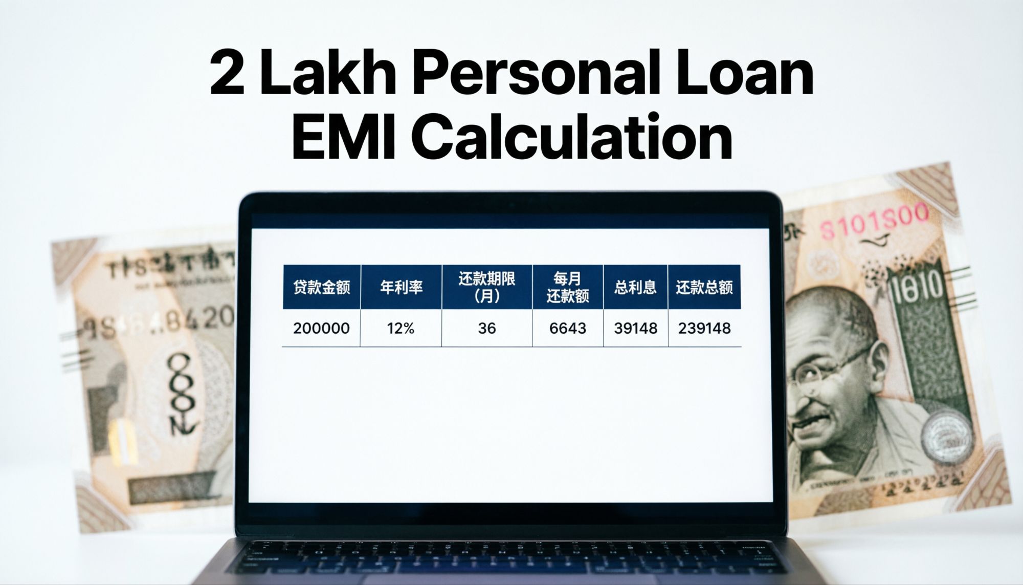 2 Lakh Personal Loan EMI calculation example at 12 percent interest rate